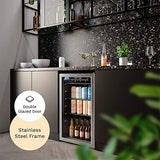 hOmeLabs Beverage Refrigerator and Cooler – 120 Can Mini Fridge with Glass Door for Soda Beer or Wine – Small Drink Dispenser Machine for Office or Bar with Adjustable Removable Shelves