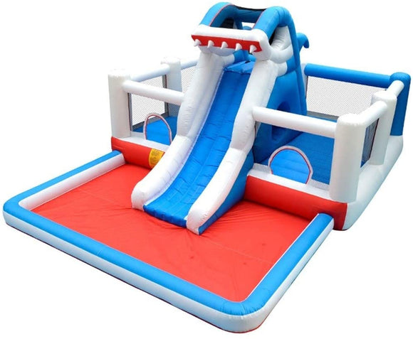Playhouses Water Park Equipment Outdoor Toys Children Trampoline Amusement Park Naughty Castle (Color : Blue, Size : 630480300cm)