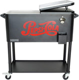 PS-206-PEPSI-AM 80 Quart Portable Rolling Patio Cooler, Matte Graphite