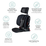 Pico Travel Car Seat and Travel Bag Bundle, Black – Portable and Foldable Forward-Facing Only Convertible Car Seat for Everyday, Carpool, Rideshare and Airplane