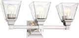 Mencino Modern Wall Light Satin Nickel Hardwired 20" Wide 3-Light Fixture Clear Glass for Bathroom Vanity –