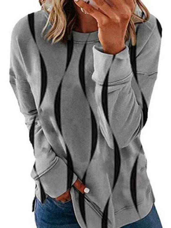 Print Round Neck Long Sleeves Sweatshirt