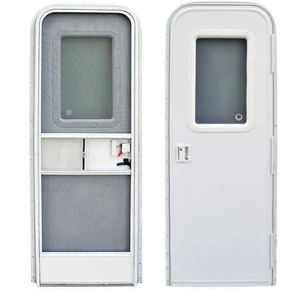 Replacement RV Entrance Doors, Polar White Radius Corner Door, Right Hand – 24