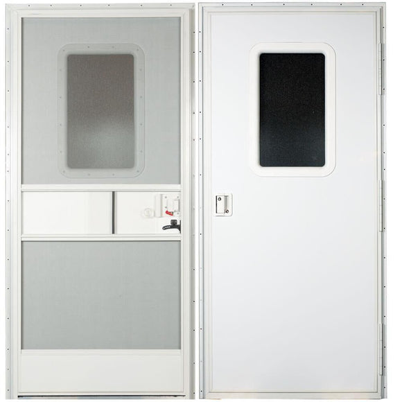Replacement RV Entrance Doors, Polar White Square Corner Door, Right Hand – 24