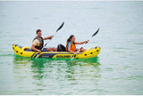 Explorer K2 Yellow 2 Person Inflatable Kayak with Aluminum Oars & Air Pump