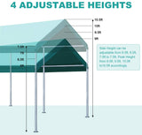 10 x 20 FT Heavy Duty Carport Car Canopy Garage Shelter Party Tent, Adjustable Height from 6ft to 7.5ft, Green