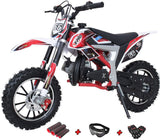 Bolt 50cc Dirt Bike Gas Dirt Bike Kids Dirt Bikes Pit Bikes Youth Dirt Pitbike with Gloves, Goggle and Handgrip,Red