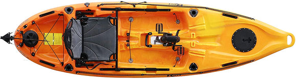 Riot Mako 10' ft Kayak with Impulse Pedal Drive, Deluxe, Yellow/Orange