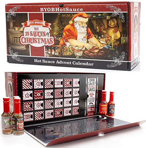 Hot Sauce Gift Set – Advent Calendar – The 25 Sauces of Christmas Countdown to Santa Clause – Also Makes a Great Gift For Christmas Day
