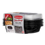 Rubbermaid TakeAlongs Divided Rectangle 3.7 Cups Black Meal Prep Container 10 Pack