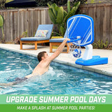 Splash Hoop PRO Swimming Pool Basketball Game, Includes Poolside Water Basketball Hoop, 2 Balls and Pump