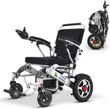 Culver Mobility Electric Power Wheelchair Scooter Fold Lightweight Folding Safe Electric Wheelchair Motorized FDA Approved Aviation Travel (Free Wheelchair RAMP Gift) (Silver-17.5 inc)