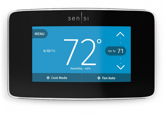 Emerson Sensi Touch Wi-Fi Thermostat with Touchscreen Color Display, Black