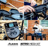 Alesis Drums Nitro Mesh Kit – Eight Piece All Mesh Electronic Drum Kit With Super Solid Aluminum Rack, 385 Sounds, 60 Play Along Tracks, Connection Cables, Drum Sticks & Drum Key Included