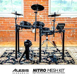 Alesis Drums Nitro Mesh Kit – Eight Piece All Mesh Electronic Drum Kit With Super Solid Aluminum Rack, 385 Sounds, 60 Play Along Tracks, Connection Cables, Drum Sticks & Drum Key Included