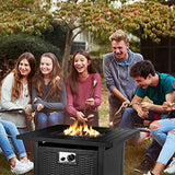 OKVAC 28′′ Propane Gas Fire Pit Table, 50,000 BTU Square Fire Bowl, Outdoor CSA Certification Fireplace with Auto Electric Ignition, 600D Waterproof Cover, Lava Rock, for Balcony/Garden/Patio/Courtyard
