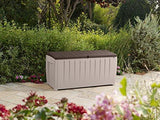 Keter Novel Plastic Deck Storage Container Box Outdoor Patio Furniture 90 Gal, Brown