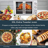 Luby Large Toaster Oven Countertop French Door Designed, 18 Slices, 14” pizza, 20lb Turkey, Silver