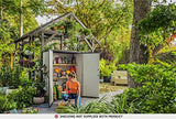 Keter Premier Tall Resin Outdoor Storage Shed with Shelving Brackets for Patio Furniture, Pool Accessories, and Bikes, Grey & Black