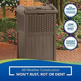 Suncast 33 Gallon Hideaway Can Resin Outdoor Trash with Lid Use in Backyard, Deck, or Patio, 33-Gallon, Brown