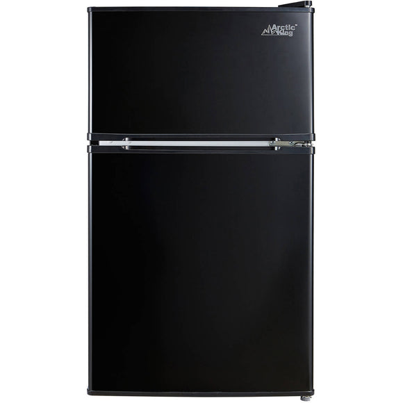 Arctic King 3.2 Cu ft Two Door Mini Fridge with Freezer, Black