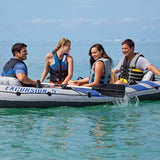 Intex Excursion 5 Person Inflatable Raft, 2 Oars & 2 Red Life Jackets, Large XL