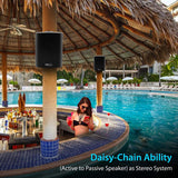 Pair of Wall Mount Waterproof & Bluetooth 6.5'' Indoor/Outdoor Speaker System, with Loud Volume and Bass. (Pair, Black. PDWR62BTBK)