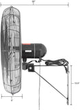 OEMTOOLS OEM24883 24 Inch Oscillating Wall Mount Fan, 24", Black