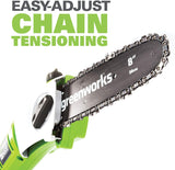 Greenworks 8 Inch 40V Cordless Pole Saw with Hedge Trimmer Attachment 2.0Ah Battery and Charger Included PSPH40B210