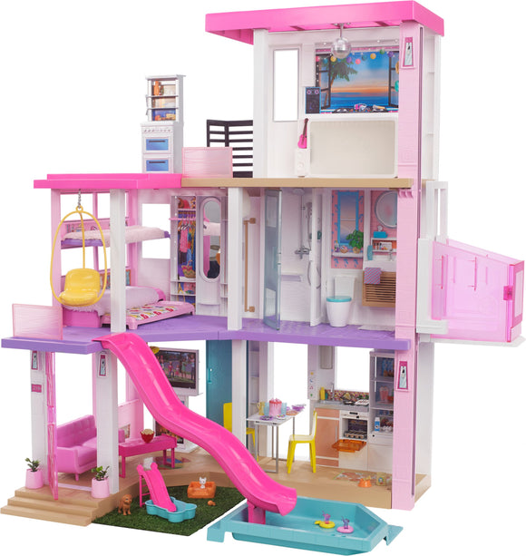 Barbie DreamHouse (3.75-ft) Dollhouse with Pool, Slide, Elevator, Lights & Sounds, New for 2021