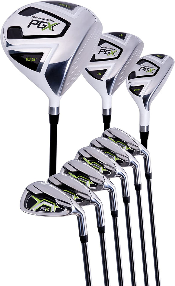 Pinemeadow Men's PGX Golf Set-Driver, 3 Wood, Hybrid, 5-PW Irons (Regular Flex)