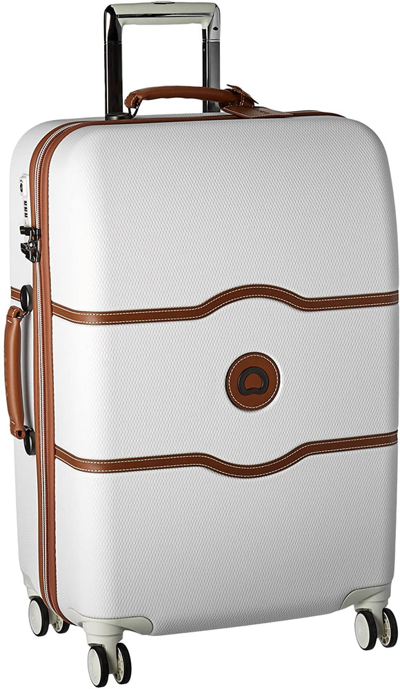 Chatelet Hard+ Hardside Luggage with Spinner Wheels, Champagne White, Checked-Medium 24 Inch