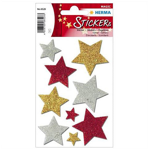 Stickers Multicoloured Stars, Glittery (6528)