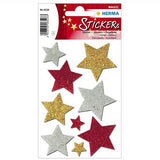 Stickers Multicoloured Stars, Glittery (6528)