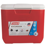 Coleman 30 Quart Excursion Cooler, Red