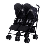 Black Stars US22 Double Baby Stroller by My Babiie – Twin Lightweight Infant Stroller with Carry Handle – Silver Frame and Black – Tandem Seats – from Newborn to Toddlers 33lbs per Seat (66lbs Total)