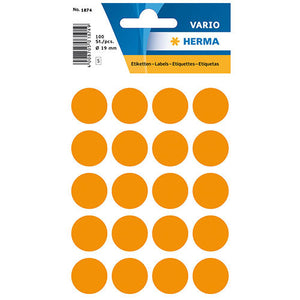 Multi-purpose Labels Round 19 mm Luminous Orange (1874)