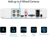 Owl CCTV Video Home Security Camera System with 4 Wired 1080p HD Indoor/Outdoor Cameras with Night Vision and 1 TB Hard Drive