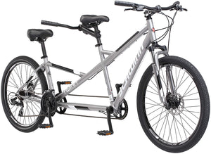 Twinn Adult Tandem Bicycle, Low Step-Through, 26-Inch Wheels, Large Frame, Grey