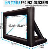 Jumbo 20 Feet Inflatable Outdoor and Indoor Theater Projector Screen – Includes Inflation Fan, Tie-Downs and Storage Bag – Supports Front and Rear Projection