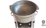 EASTDREAM CAST IRON CAULDRON (Kazan Qazon 12L-3.2gal) WITH HEARTH FOR COOKING UZBEK NATIONAL FOOD “PILAF”. Brand Eastdream. Uzbekistan.