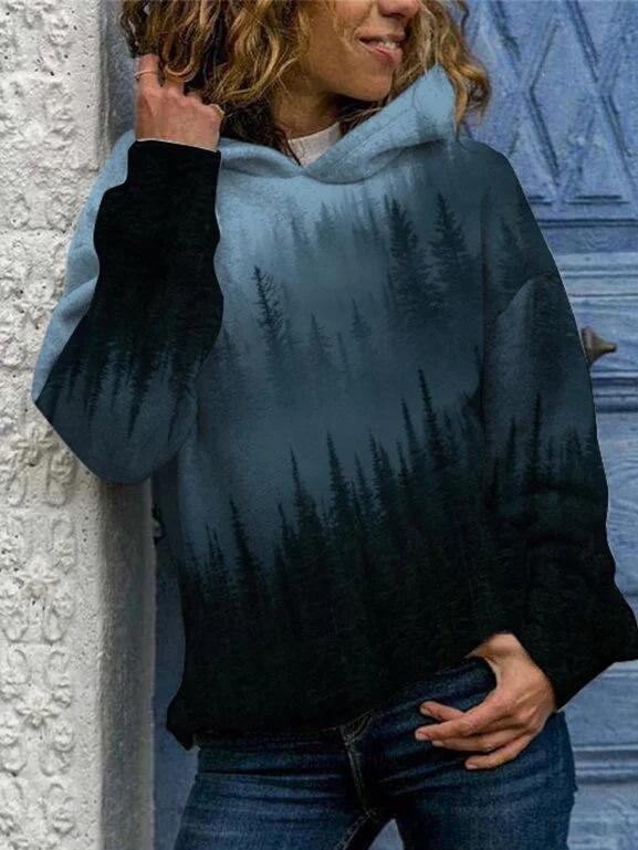 Print Long Sleeves Hoodie