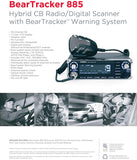 BEARTRACKER 885 Hybrid Full-Featured CB Radio + Digital TrunkTracking Police/Fire/Ambulance/DOT Scanner w/ BearTracker Warning System Alerts, 40-channel CB, 4-Watts power, 7-color display.