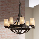 Sperry Industrial Bronze Chandelier 28" Wide Rustic Farmhouse Cylinder Scavo Glass 8-Light Fixture for Dining Room House Foyer Kitchen Island Entryway Bedroom Living Room – Franklin Iron Works