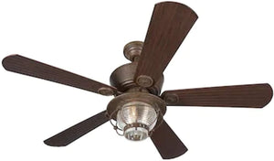 Merrimack 52-in Antique Bronze Downrod Mount Indoor/Outdoor Ceiling Fan with Light Kit and Remote