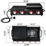 Royal Gourmet Portable 4-Burner Gas Griddle and Grill Combo