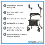 UPWalker Lite Original Upright Walker – Lightweight, Stand Up Rollator Walker & Walking Aid with Seat – Easier Handling & Compact Design