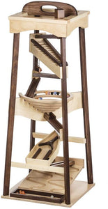 Made Deluxe Wooden Pyramid Marble Track Roller Run Toy, Child-Safe Finish