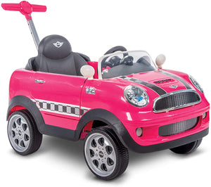 Mini Cooper for Kids Ride On Car W/ Push Stroller, Pink