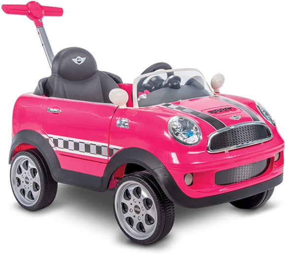 Mini Cooper for Kids Ride On Car W/ Push Stroller, Pink